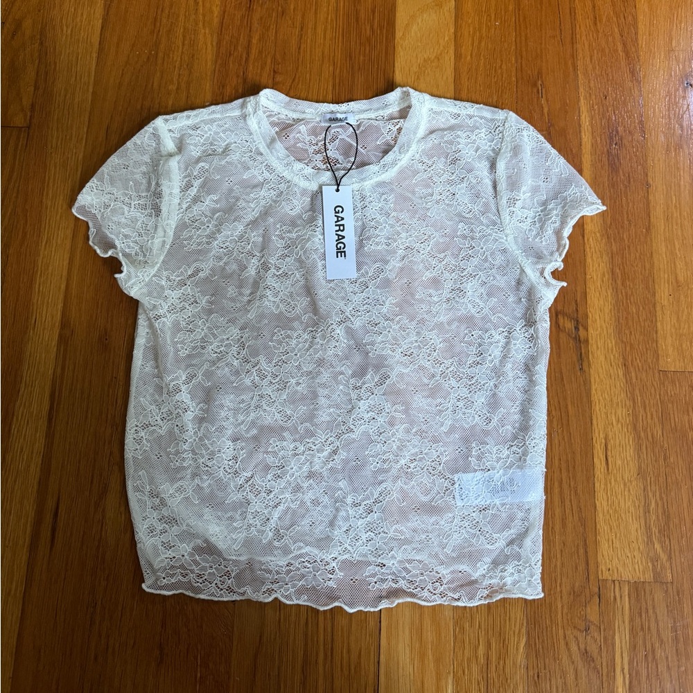 Garage white lace top